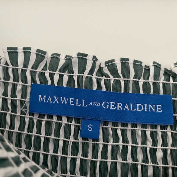 Maxwell & Geraldine Charlotte Smocked Striped Midi Dress Forest Green - Picture 10 of 10